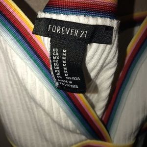 Rainbow White Crop Top